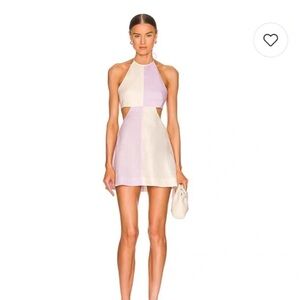 Matthew Bruch Linen Color Block Halter Dress Sz 3 (M) #0556